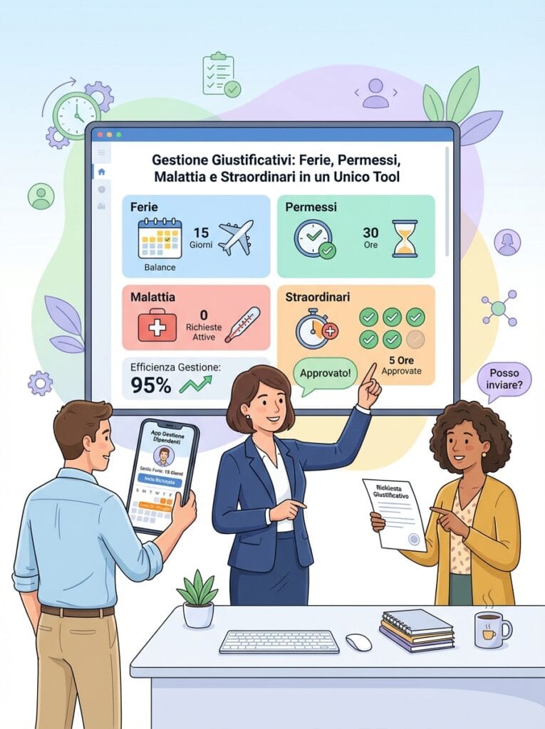 Gestione Giustificativi: Ferie, Permessi, Malattia e Straordinari in un Unico Tool