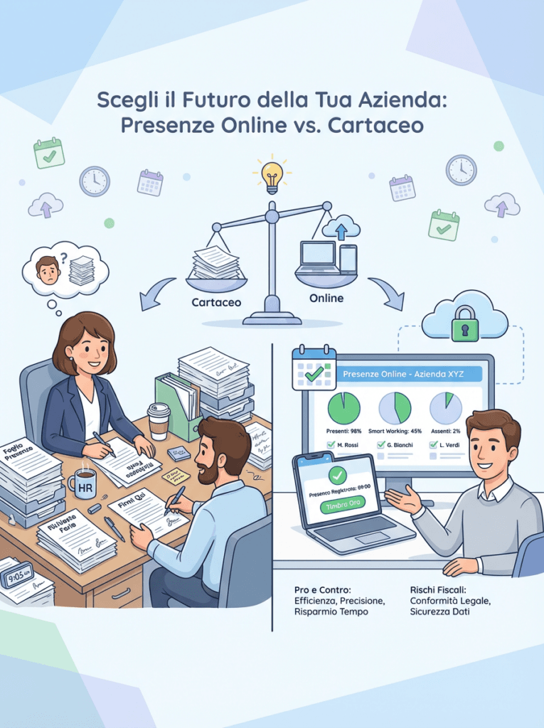 Foglio Presenze Online vs Cartaceo: Analisi Approfondita, Pro, Contro e Rischi Fiscali per un'Azienda a Norma