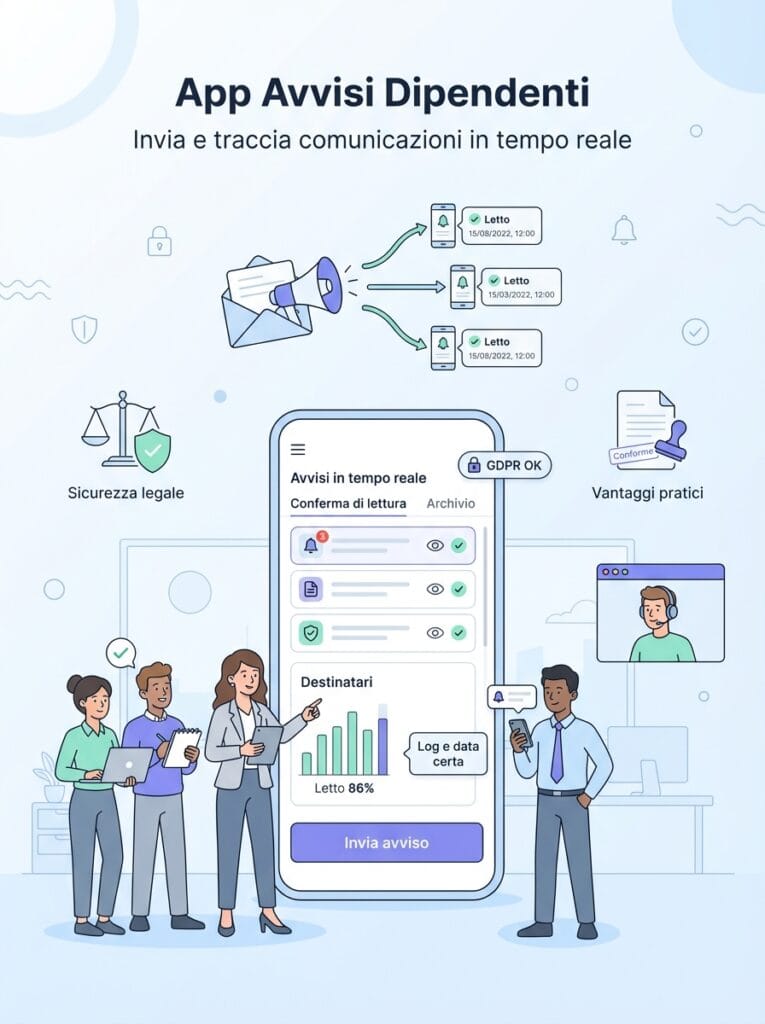 App Avvisi Dipendenti: Inviare e Tracciare Comunicazioni in Tempo Reale con Sicurezza Legale e Vantaggi Pratici