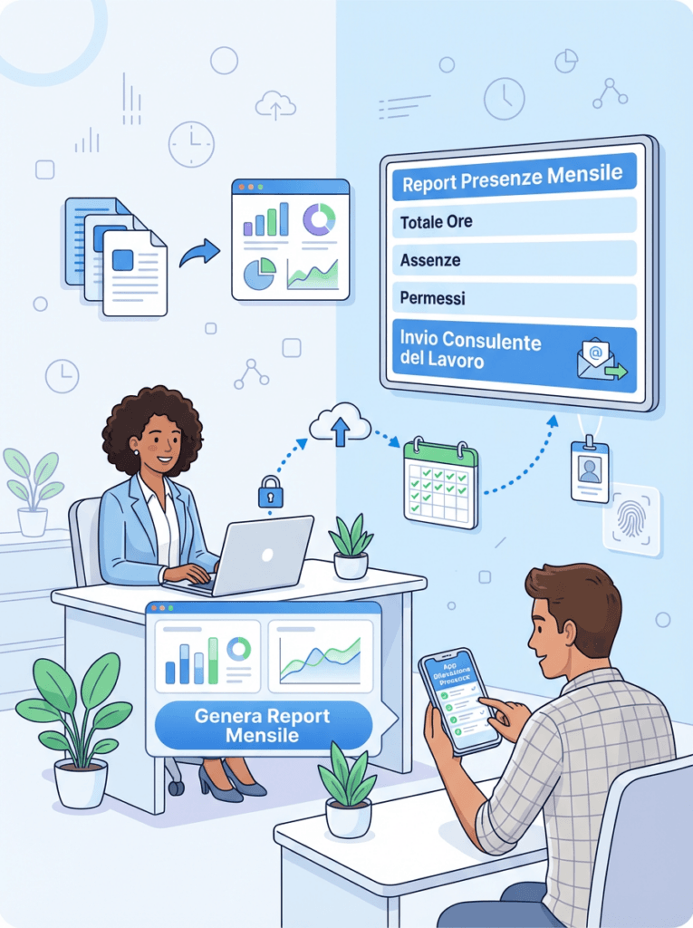 Software gestione presenze: automatizzare il report mensile e ottimizzare l'invio al consulente del lavoro