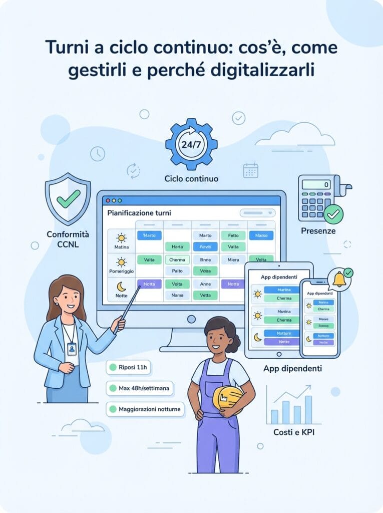 Turni a ciclo continuo: cos’è, come gestirli e perché digitalizzarli