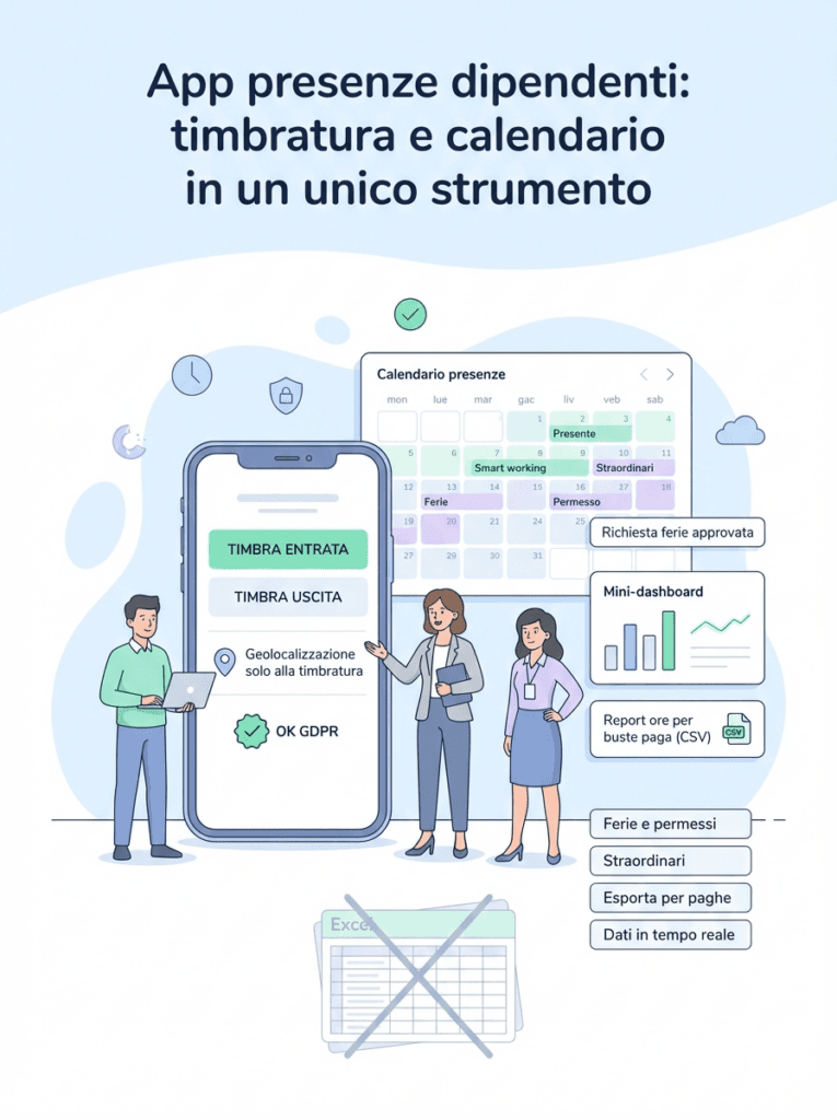App presenze dipendenti: timbratura e calendario in un unico strumento