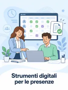 Illustrazione cartoon: software rilevazione presenze