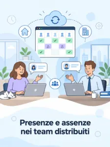 Illustrazione cartoon: presenze e assenze in tempo reale