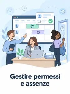 Illustrazione cartoon: permessi e assenze dei dipendenti