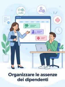 Illustrazione cartoon: assenze dipendenti