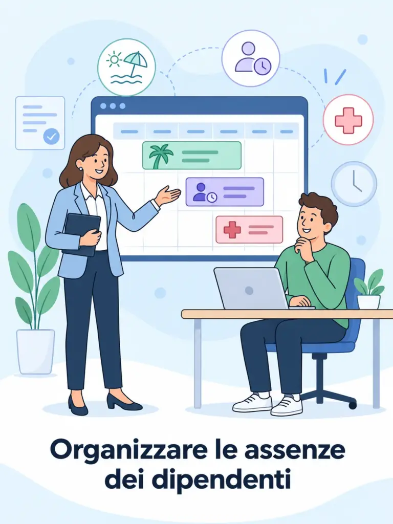 Illustrazione cartoon: assenze dipendenti