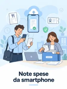 Illustrazione cartoon: app note spese