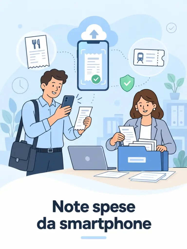Illustrazione cartoon: app note spese