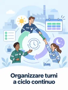 Illustrazione cartoon: turni a ciclo continuo