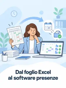 Illustrazione cartoon: foglio presenze excel