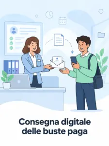 Illustrazione cartoon: consegna delle buste paga