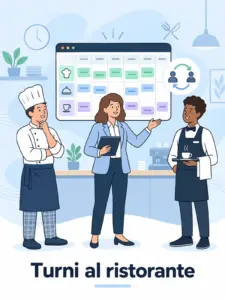 Illustrazione cartoon: turni nel ristorante