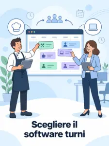 Illustrazione cartoon: software per i turni di lavoro
