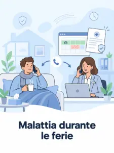Illustrazione cartoon: ferie e malattia